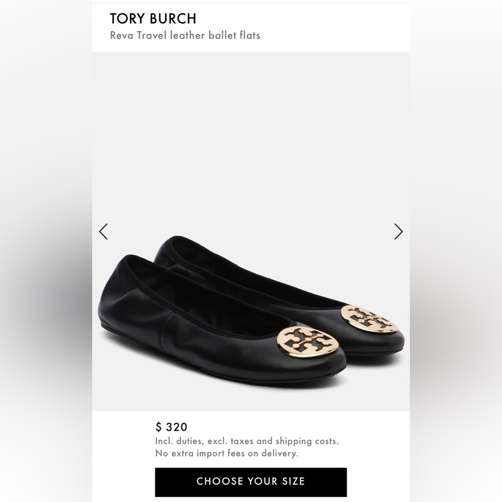 Tory Burch Black Leather Ballet Flats